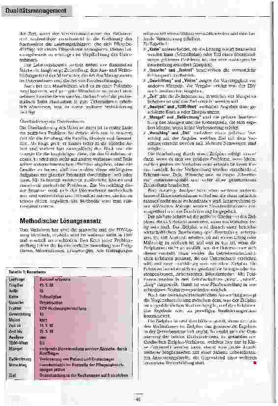 Vorschauseite 4: Langfristige Existenzsicherung Schwachstellenanalyse im ambulanten Dienst