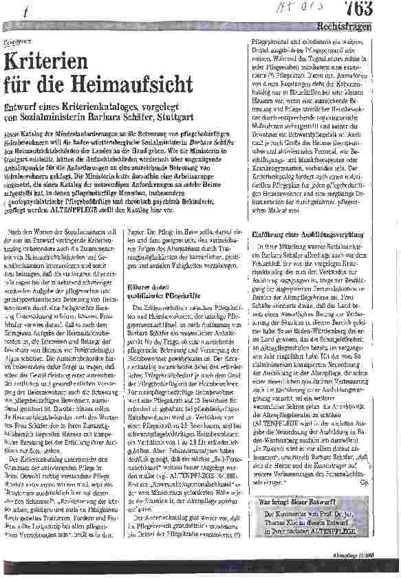 Vorschauseite 1: Heimgesetz: Kriterien für die Heimaufsicht Entwurf eines Kriterienkataloges