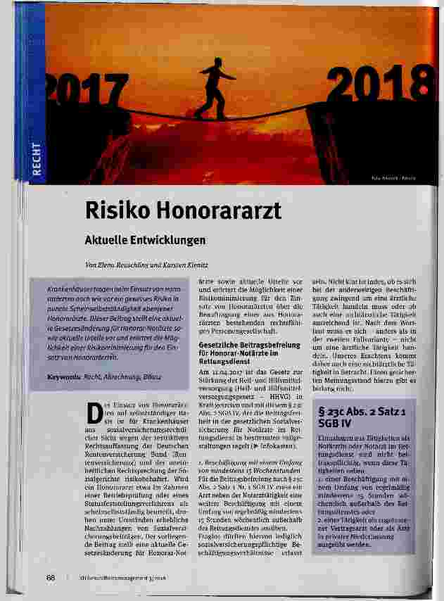 Vorschauseite 1: Risiko Honorararzt