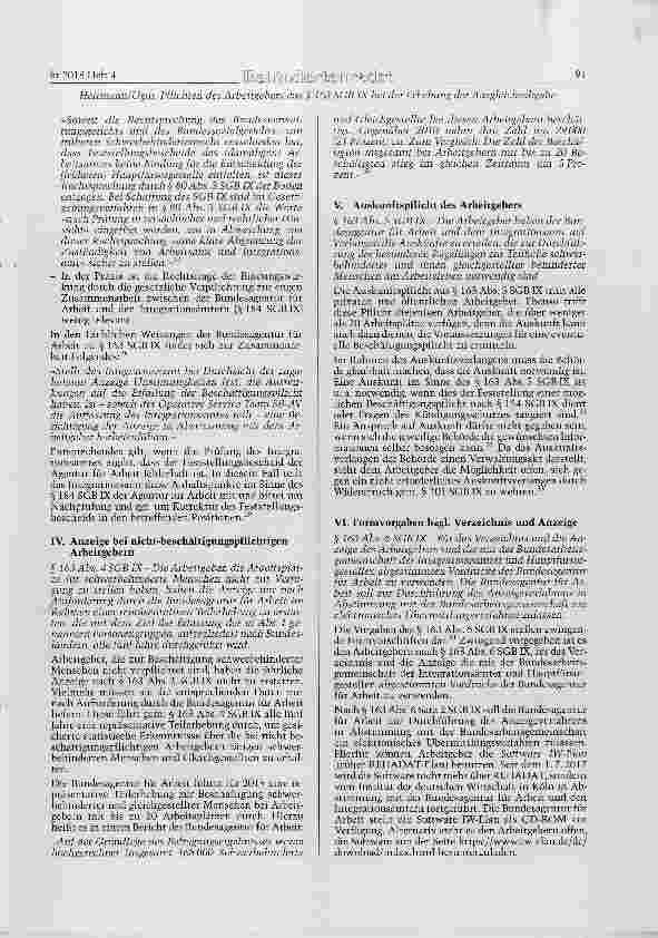 Vorschauseite 4: Pflichten des Arbeitgebers aus § 163 SGB IX (§ 80 SGB IX a. E) bei der Erhebung der Ausgleichsabgabe