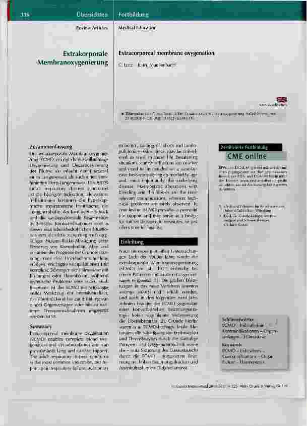 Vorschauseite 1: Extrakorporale Membranoxygenierung