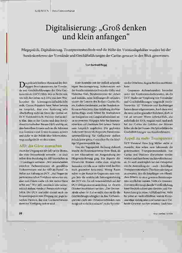 Vorschauseite 1: Digitalisierung: „Groß denken und klein anfangen“