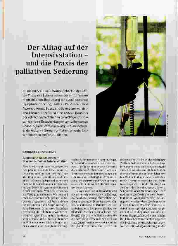 Vorschauseite 1: Der Alltag auf der Intensivstation und die Praxis der palliativen Sedierung