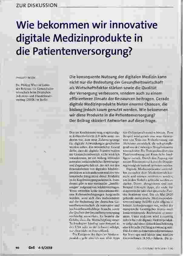 Vorschauseite 1: Wie bekommen wir innovative digitale Medizinprodukte in die Patientenversorgung?