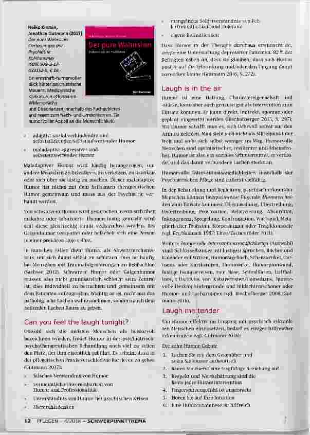 Vorschauseite 3: HUMOR UND LACHEN IN DER PSYCHIATRISCHEN PFLEGE