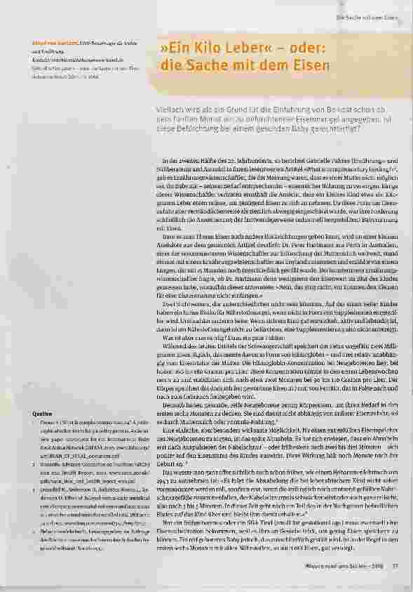 Vorschauseite 1: »Ein Kilo Leber« oder: die Sache mit dem Eisen