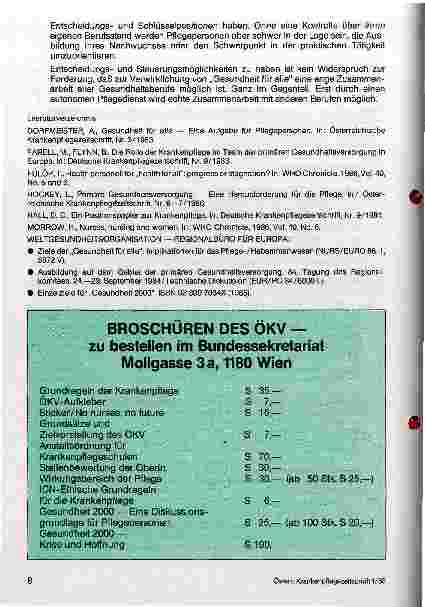 Vorschauseite 5: Die Krankenpflege auf dem Weg zur Gesundheitspflege