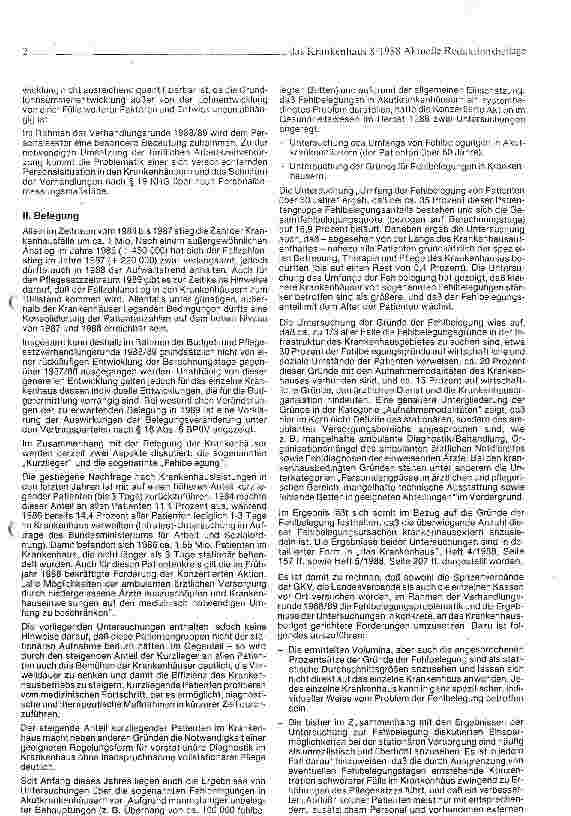 Vorschauseite 2: Hinweise zu den Butgetund Pflegesatzverhandlungen 1988/89