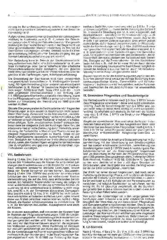 Vorschauseite 6: Hinweise zu den Butgetund Pflegesatzverhandlungen 1988/89