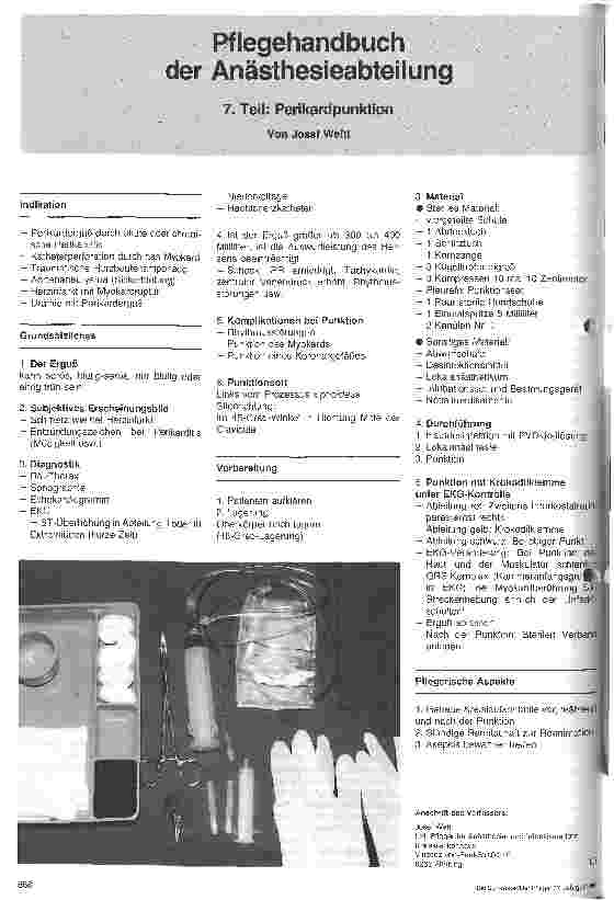 Vorschauseite 1: Pflegehandbuch der Anästhesie 7. Teil: Perikardpunktion