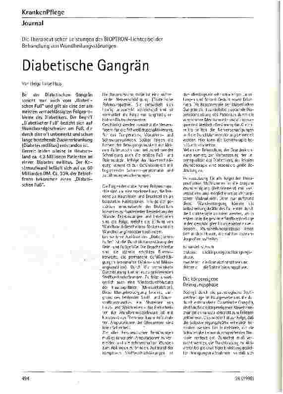Vorschauseite 1: Die therapeutischen Leistungen des BIOPTRON-Lichtes bei der Behandlung von Wundheilungsstörungen