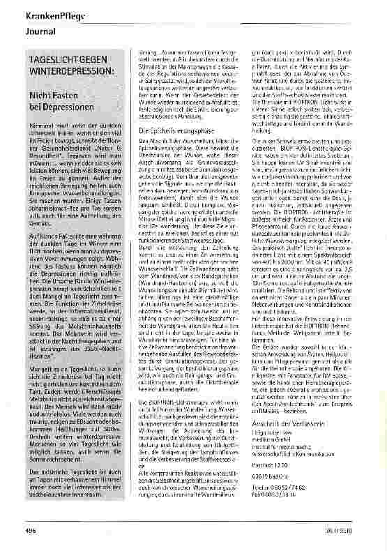 Vorschauseite 3: Die therapeutischen Leistungen des BIOPTRON-Lichtes bei der Behandlung von Wundheilungsstörungen