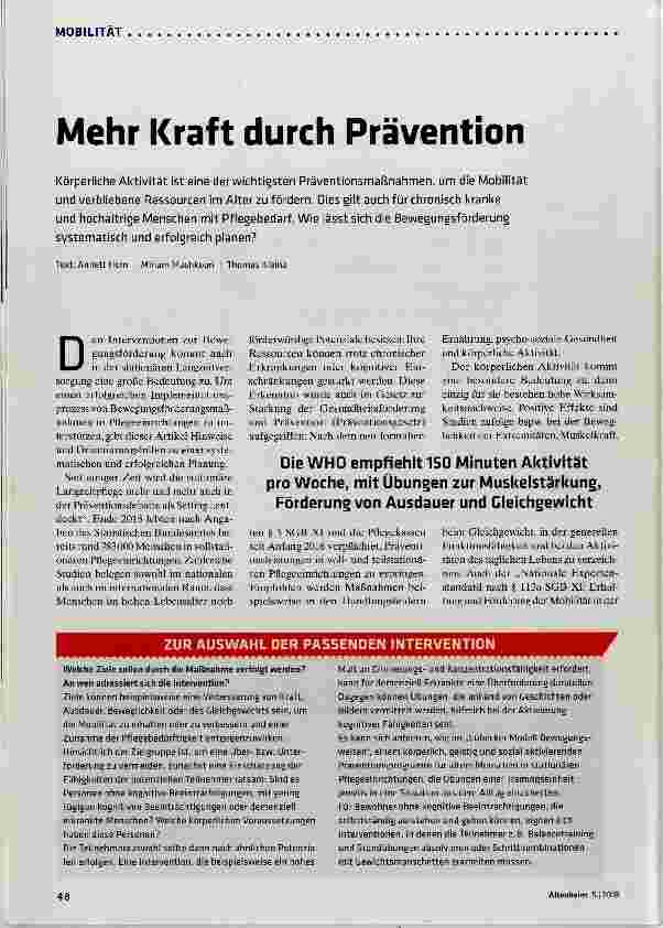 Vorschauseite 1: Mehr Kraft durch Prävention
