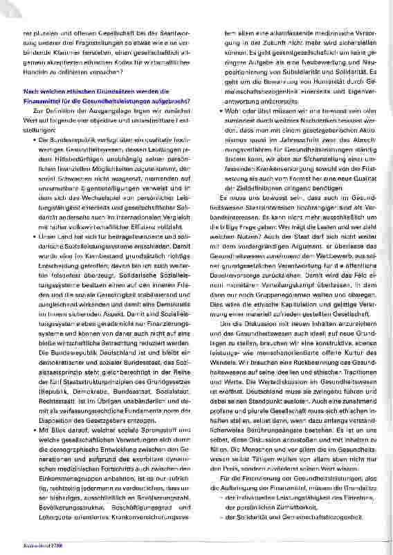 Vorschauseite 2: Ethische Überlegungen über eine gerechte Finanzierung, Preisbildung und Verteilung von Gesundheitsleistungen