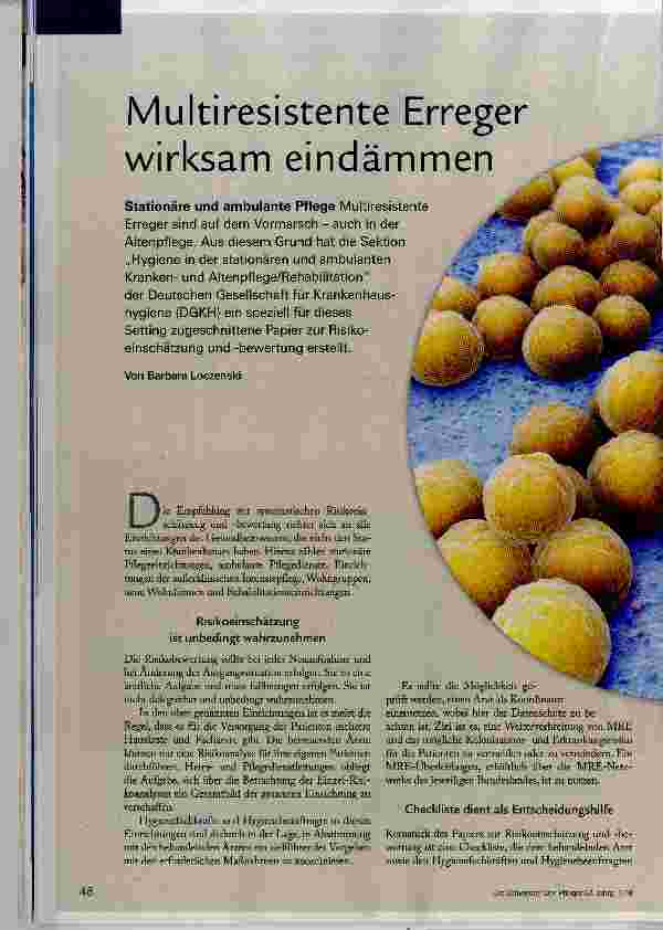 Vorschauseite 1: Multiresistente Erreger wirksam eindämmen