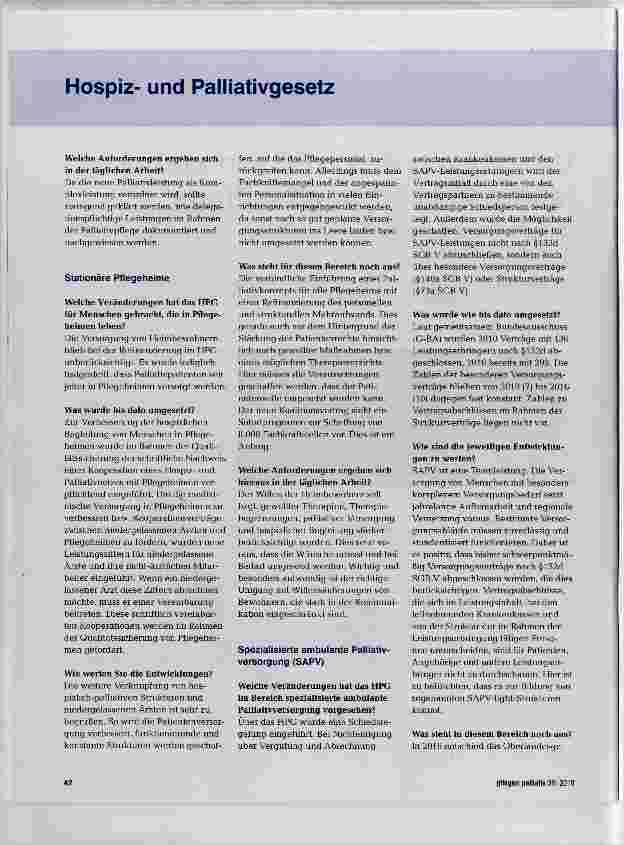 Vorschauseite 2: Umsetzung des HPGs in ambulanten Versorgungssettings