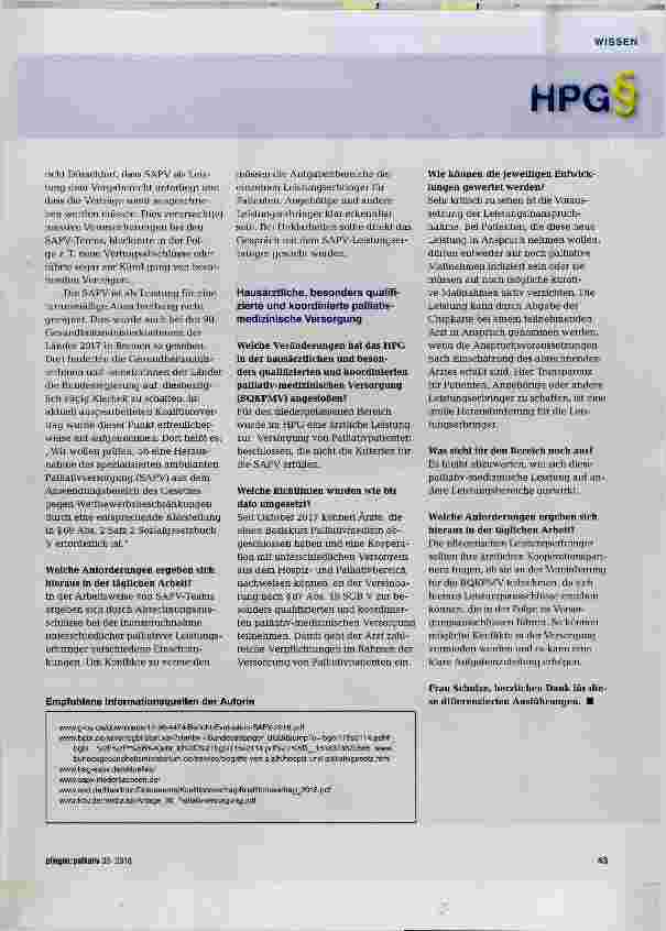 Vorschauseite 3: Umsetzung des HPGs in ambulanten Versorgungssettings