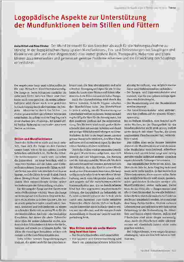 Vorschauseite 2: Logopädische Aspekte zur Unterstützung der Mundfunktionen beim Stillen und Füttern