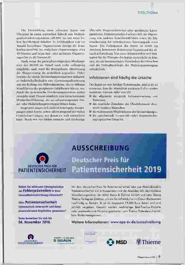 Vorschauseite 4: Sepsis: Lebensbedrohliches Krankheitsbild mit hoher Mortalität