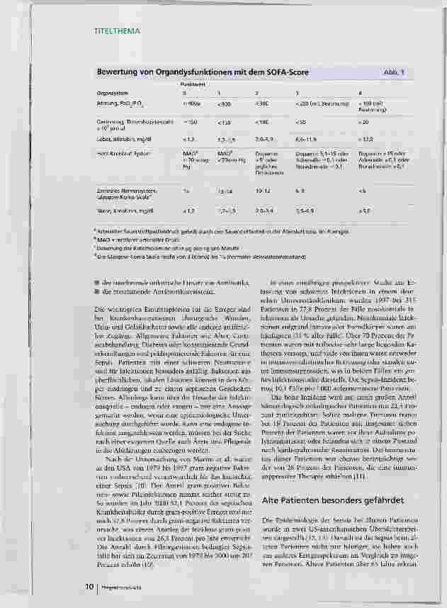 Vorschauseite 5: Sepsis: Lebensbedrohliches Krankheitsbild mit hoher Mortalität