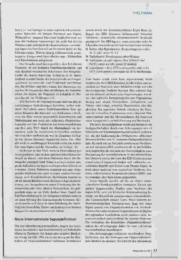 Vorschauseite 6: Sepsis: Lebensbedrohliches Krankheitsbild mit hoher Mortalität
