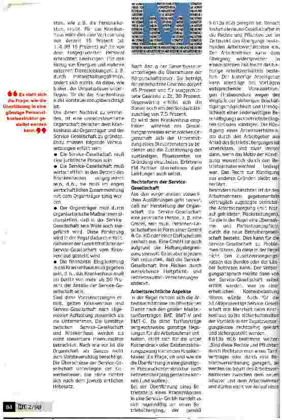 Vorschauseite 5: Optimales Gebäudemanagement ist auch für Krankenhäuser realisierbar Eine Variante: Gemeinsame Servicegesellschaft mit externem Dienstleister