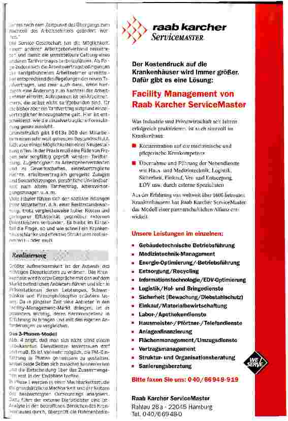 Vorschauseite 6: Optimales Gebäudemanagement ist auch für Krankenhäuser realisierbar Eine Variante: Gemeinsame Servicegesellschaft mit externem Dienstleister