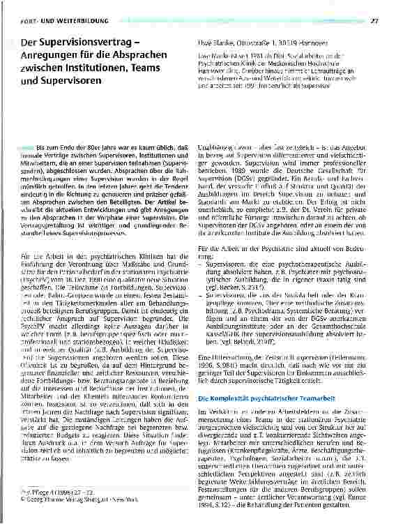 Vorschauseite 1: Der Supervisionsvertrag - Anregungen für die Absprachen zwischen Institutionen, Teams und Supervisoren