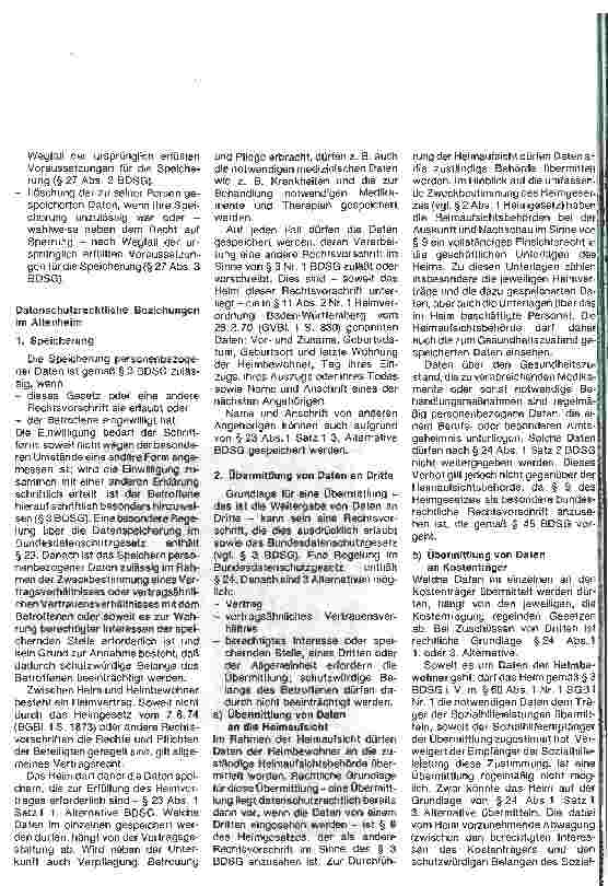 Vorschauseite 2: Datenschutz im Altenheim