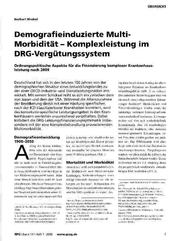 Vorschauseite 1: Demografieinduzierte Multi-Morbidität - Komplexleistung im DRG-Vergütungssystem