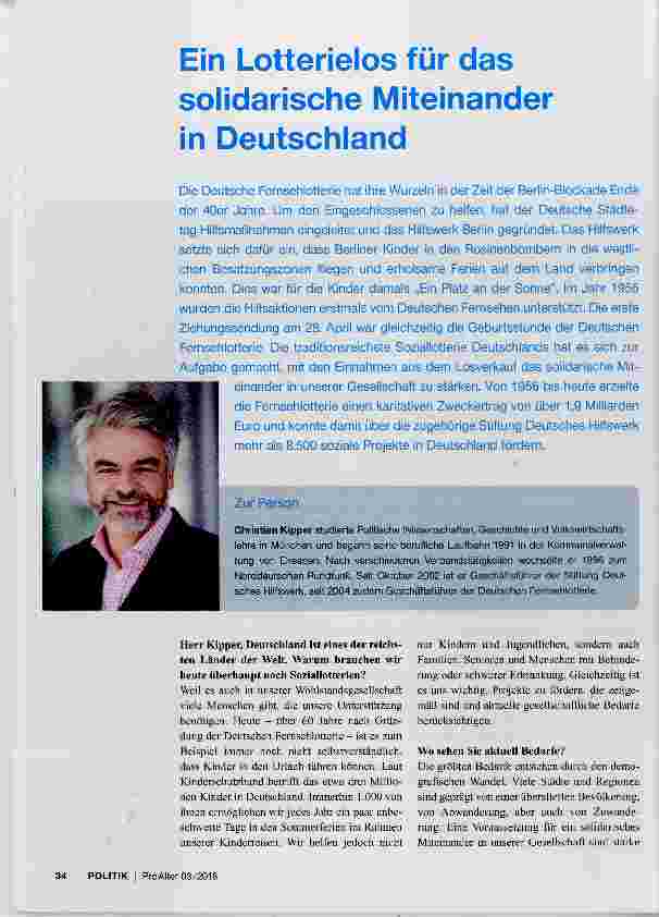 Vorschauseite 1: Ein Lotterielos für das solidarische Miteinander in Deutschland