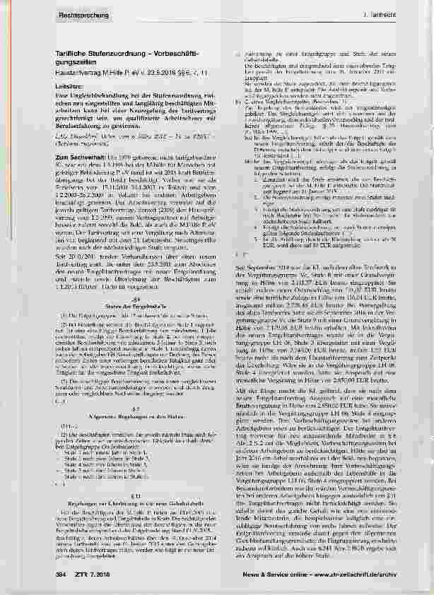 Vorschauseite 1: Tarifliche Stufenzuordnung Vorbeschäftigungszeiten