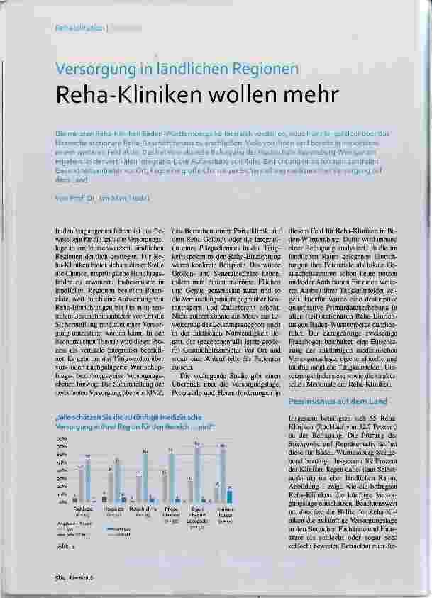 Vorschauseite 1: Versorgung in ländlichen Regionen Reha-Kliniken wollen mehr
