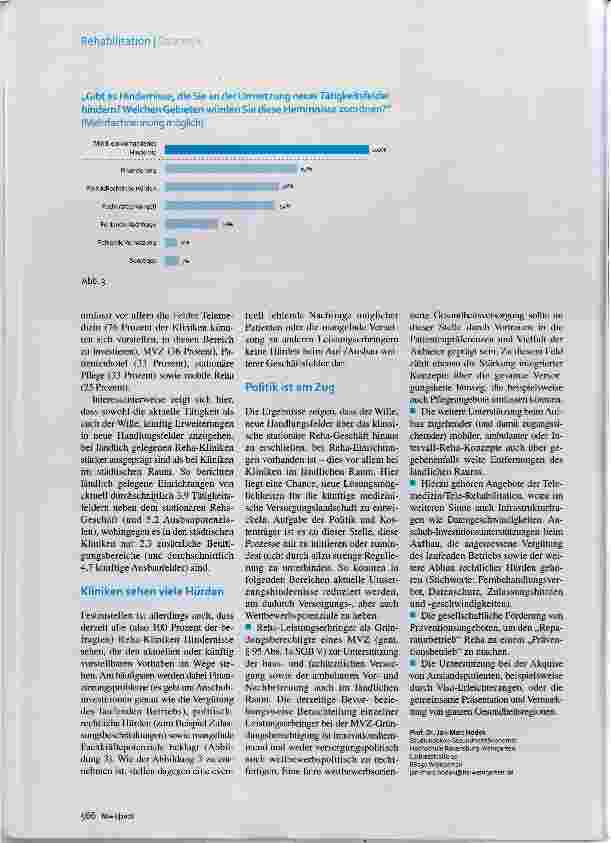 Vorschauseite 3: Versorgung in ländlichen Regionen Reha-Kliniken wollen mehr