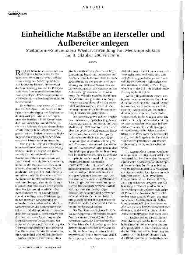 Vorschauseite 1: Einheitliche Maßstäbe an Hersteller und Aufbereiter anlegen