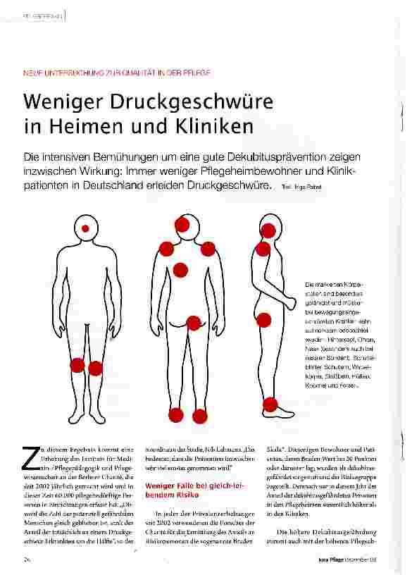 Vorschauseite 1: Weniger Druckgeschwüre in Heimen und Kliniken