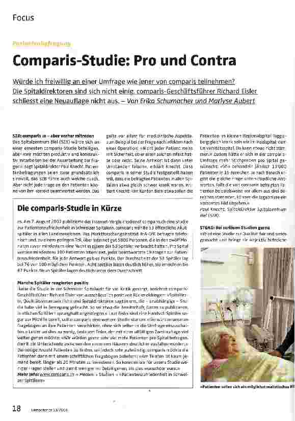 Vorschauseite 1: Comparis-Studie: Pro und Contra