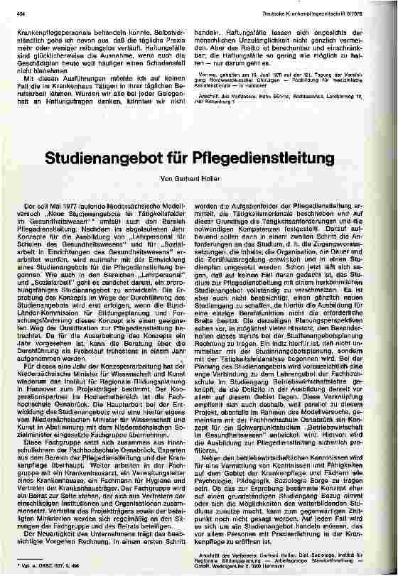 Vorschauseite 1: Studienangebot für Pflegedienstleitungen