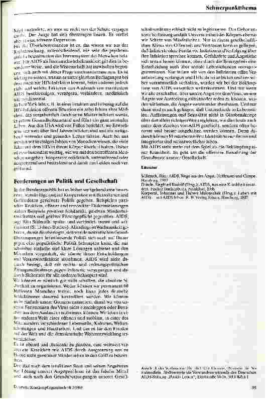 Vorschauseite 4: Über unseren Umgang mit AIDS und den HIV-Infizierten