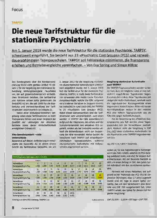 Vorschauseite 1: Die neue Tarifstruktur für die stationäre Psychiatrie
