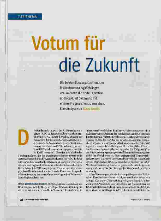 Vorschauseite 1: Votum für die Zukunft