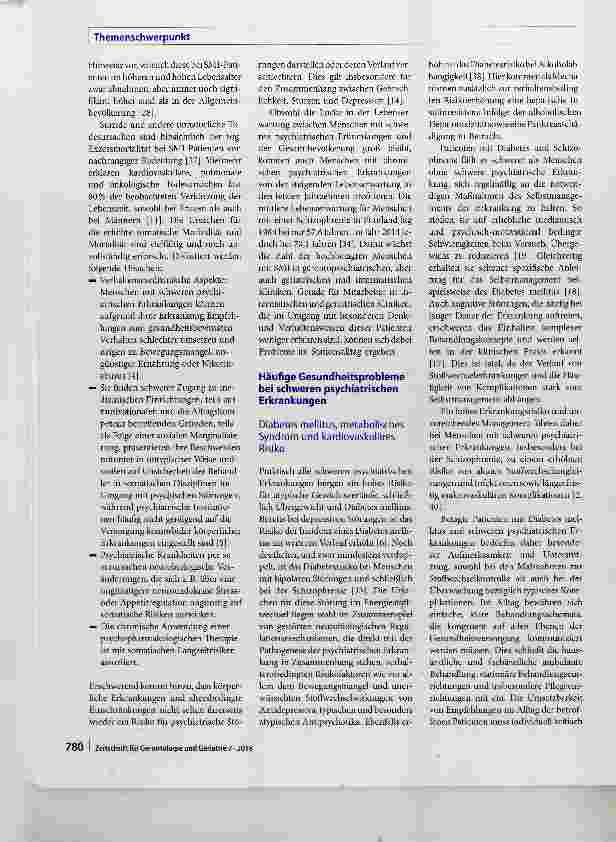 Vorschauseite 2: Somatische Risiken bei alt gewordenen Menschen mit schweren psychiatrischen Erkrankungen