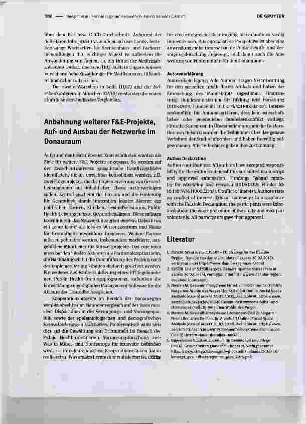 Vorschauseite 3: Soziale Lage und Gesundheit: Arteria Danubia („ArDa“) Ergebnisse eines Drei-Länderprojektes