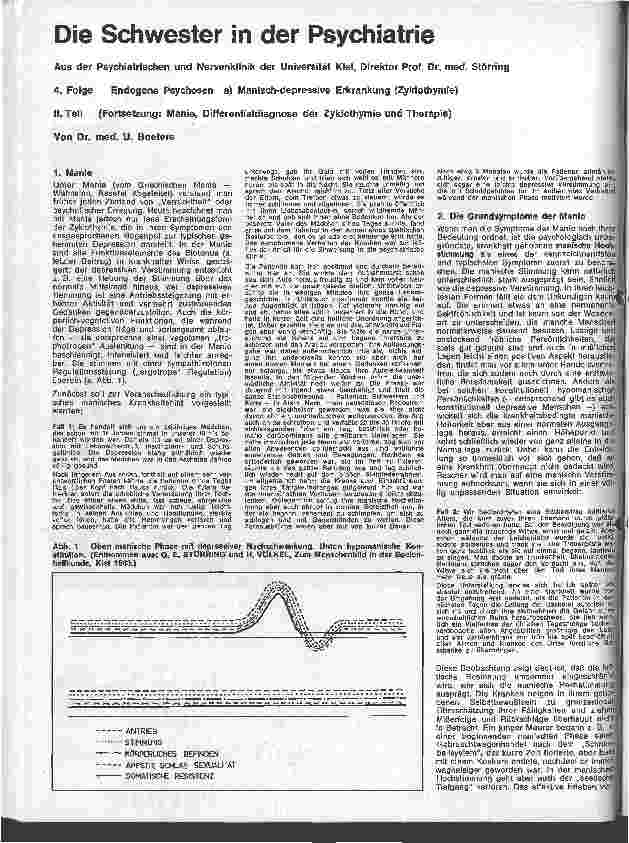 Vorschauseite 1: Die Schwester in der Psychiatrie 4. Folge: Endogene Psychosen a) Manisch-depressive Erkrankungen (Zyklothymie)