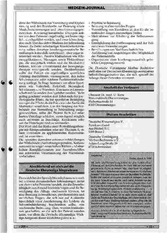 Vorschauseite 4: Über den sogenannten Morbus Bechterew (Spondylitis ankylosans), eine chronisch entzündliche Wirbelsäulenerkrankung