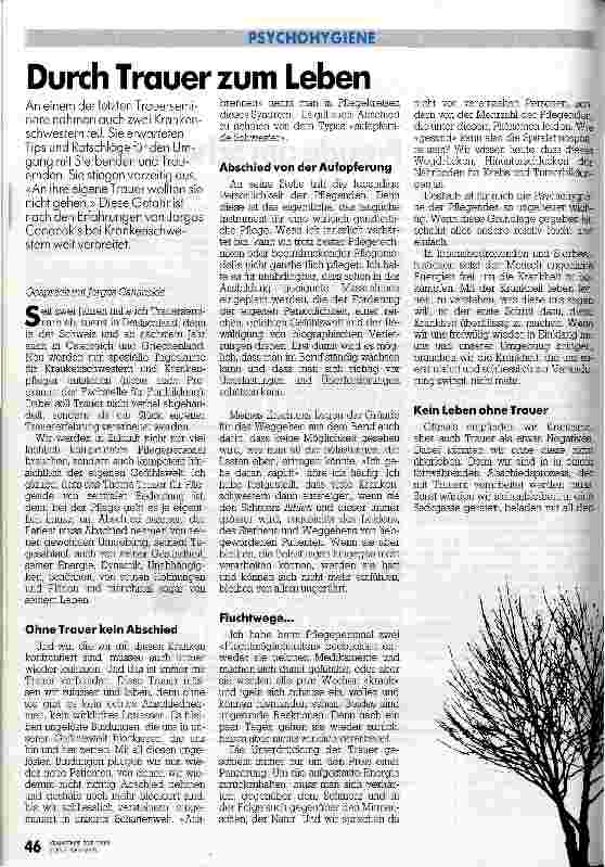 Vorschauseite 1: Durch Trauer zum Leben Psychohygiene - Interview mit Jorgo Canacakis