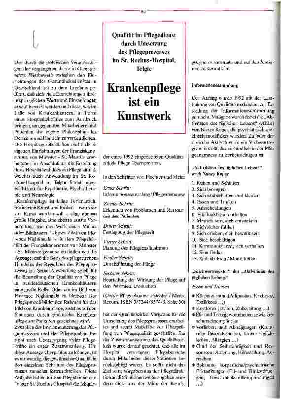 Vorschauseite 1: Krankenpflege ist ein Kunstwerk Qualität im Pflegedienst durch Umsetzung des Pflegeprozesses