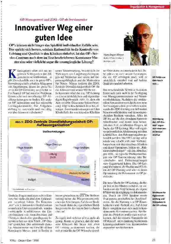 Vorschauseite 1: OP-Management und ZDO - OP als Servicecenter I