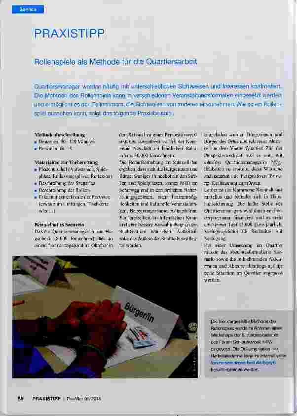Vorschauseite 1: Rollenspiele als Methode für die Quartiersarbeit
