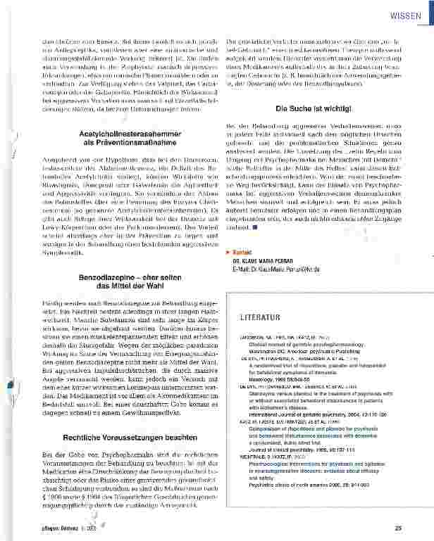 Vorschauseite 4: Medikamentöse Behandlung von aggressiven Symptomen bei Menschen mit Demenz